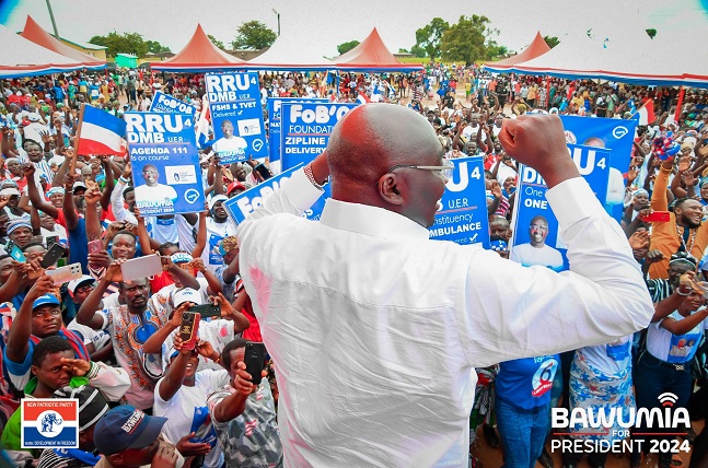 Dr. Mahamudu Bawumia sharing his vision for improving Ghanaians' lives during his campaign in Ho Municipality.