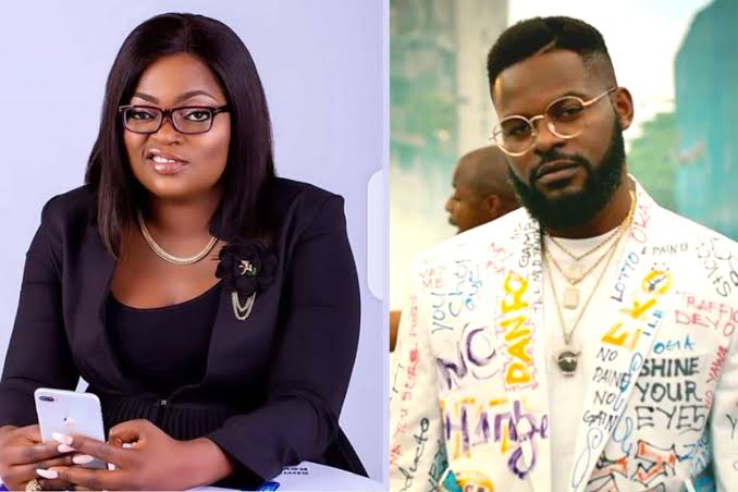 Falz praises Funke Akindele for hard work during an interview with Chude Jideonwo.