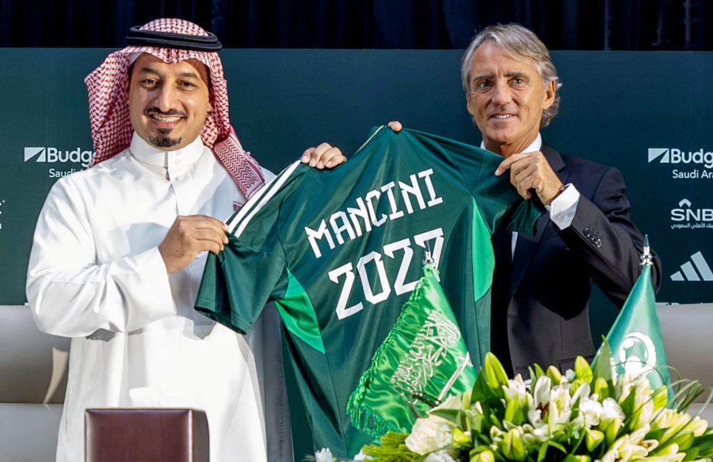 Roberto Mancini during his tenure as Saudi Arabia national team coach