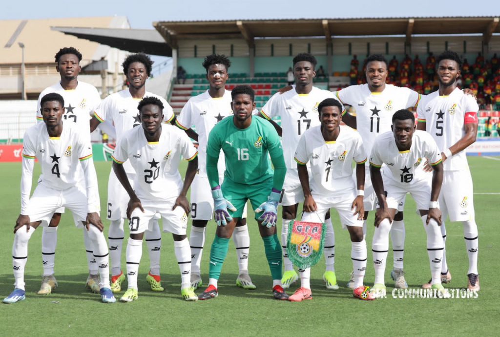 Ghana and Nigeria U-20 teams in action during the WAFU B Championship final at Stade de Kégué in Lomé, Togo.