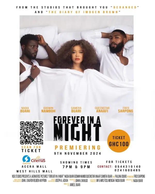 Nadia Buari and Stonebwoy in Forever in a Night, movie premiere November 9, 2024

