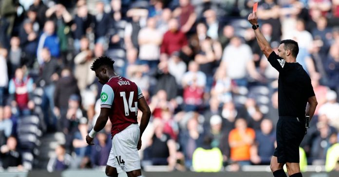 Mohammed Kudus charged by FA after red card incident against Tottenham